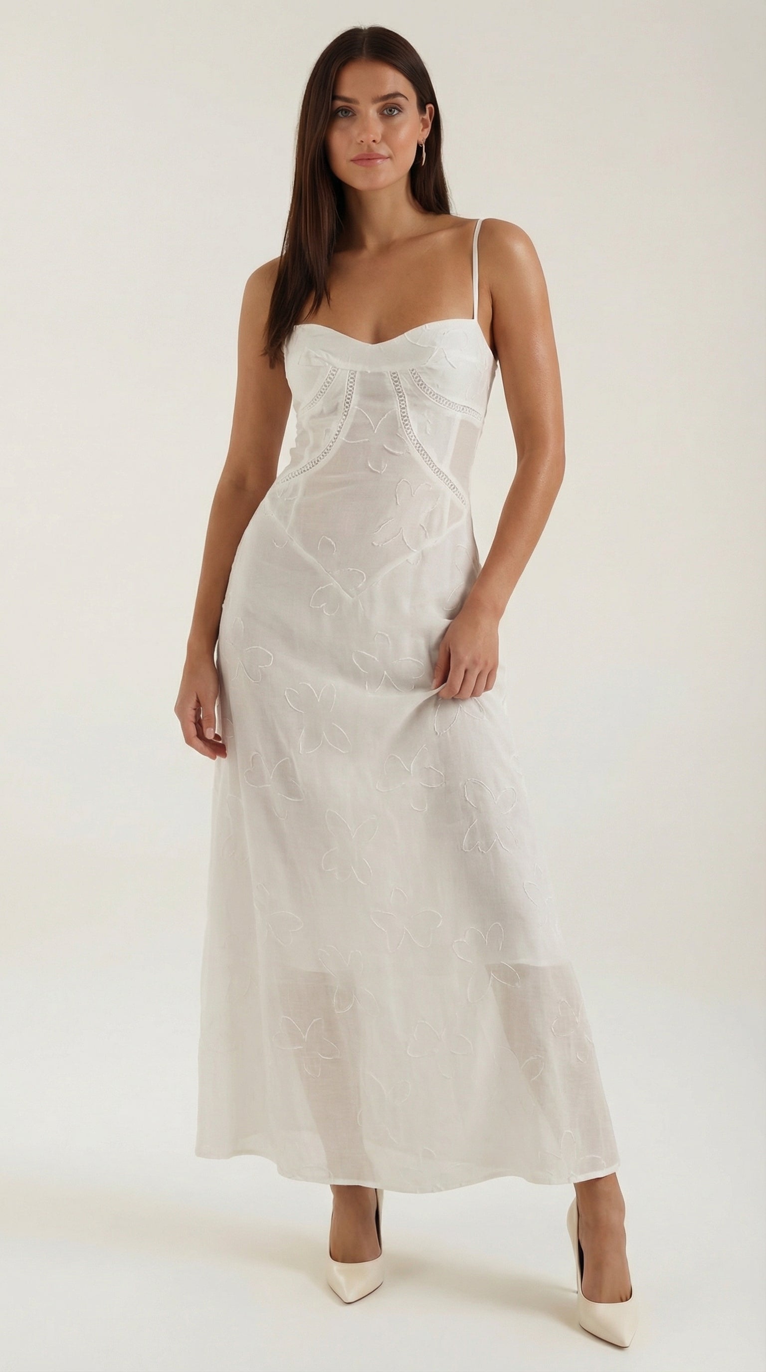 Women’s Floral Jacquard Sweetheart Neck Maxi Dress – Elegant Bridal Formal Evening Gown