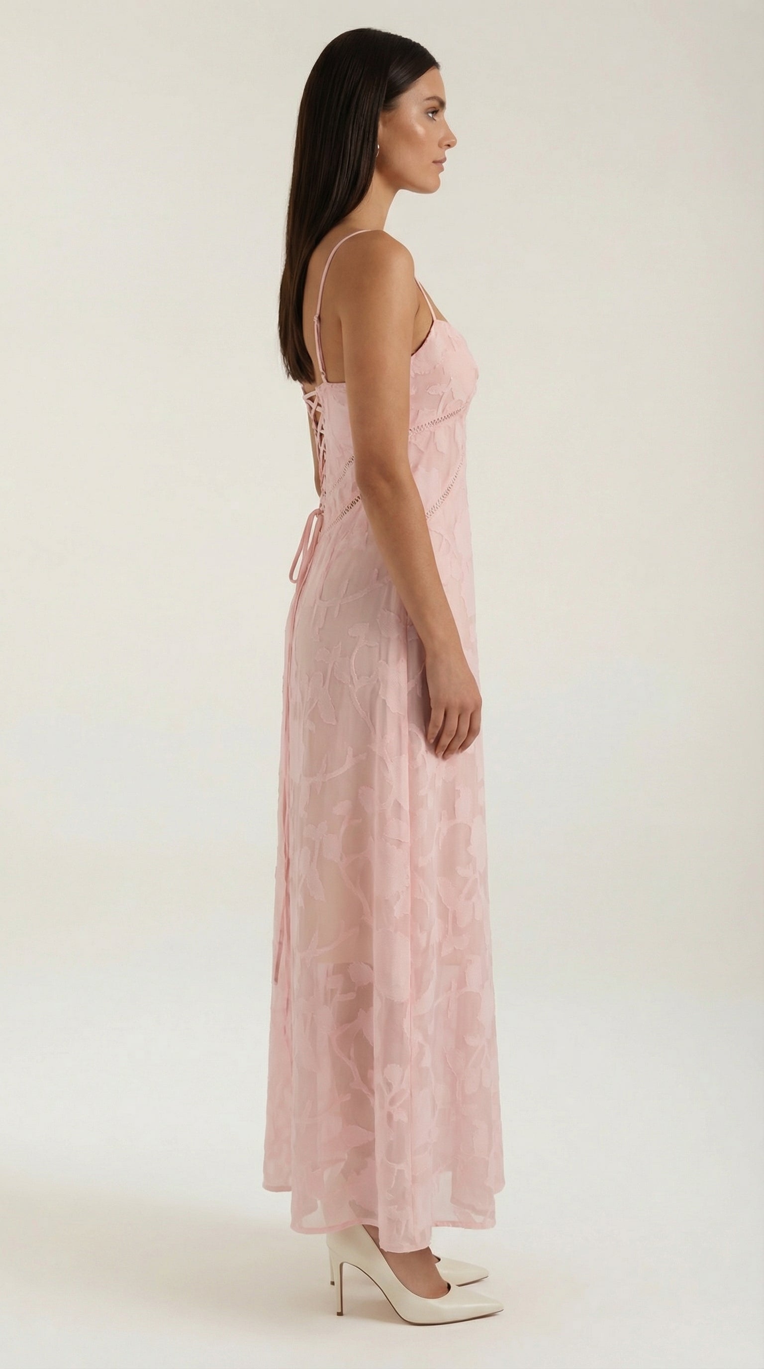 Women’s Floral Jacquard Sweetheart Neck Maxi Dress – Elegant Bridal Formal Evening Gown