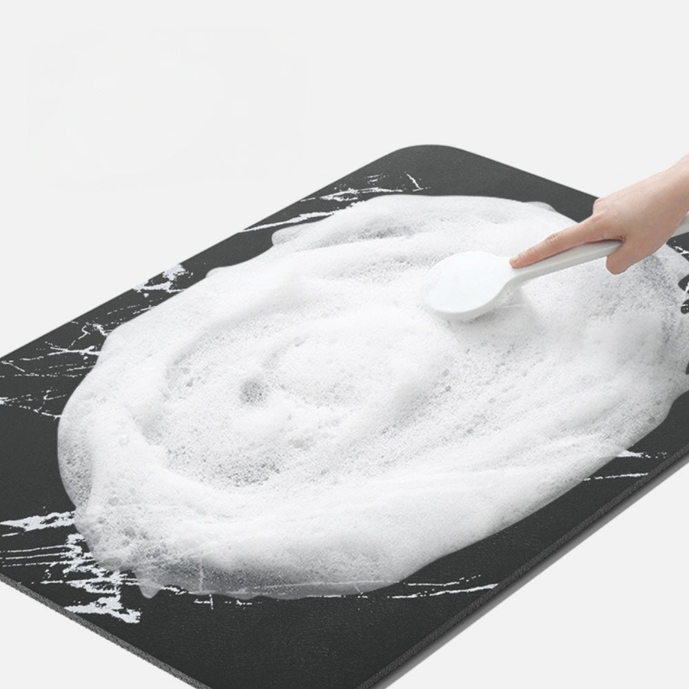 Quick-Dry Diatom Stone Bath Mat — Non-Slip Marble Look