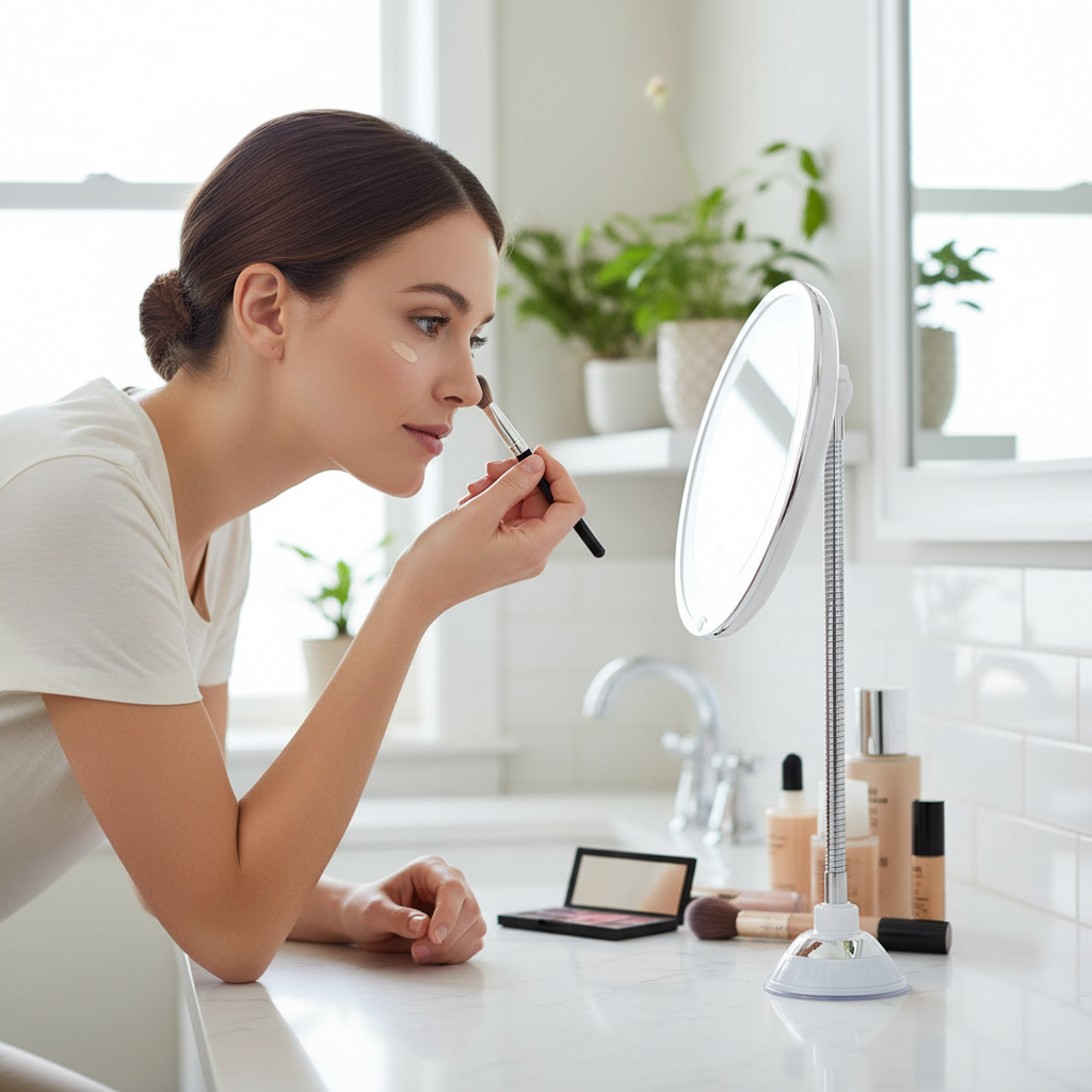LED Magnifying Mirror with Flexible Arm — 10× Close View