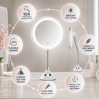 LED Magnifying Mirror with Flexible Arm — 10× Close View