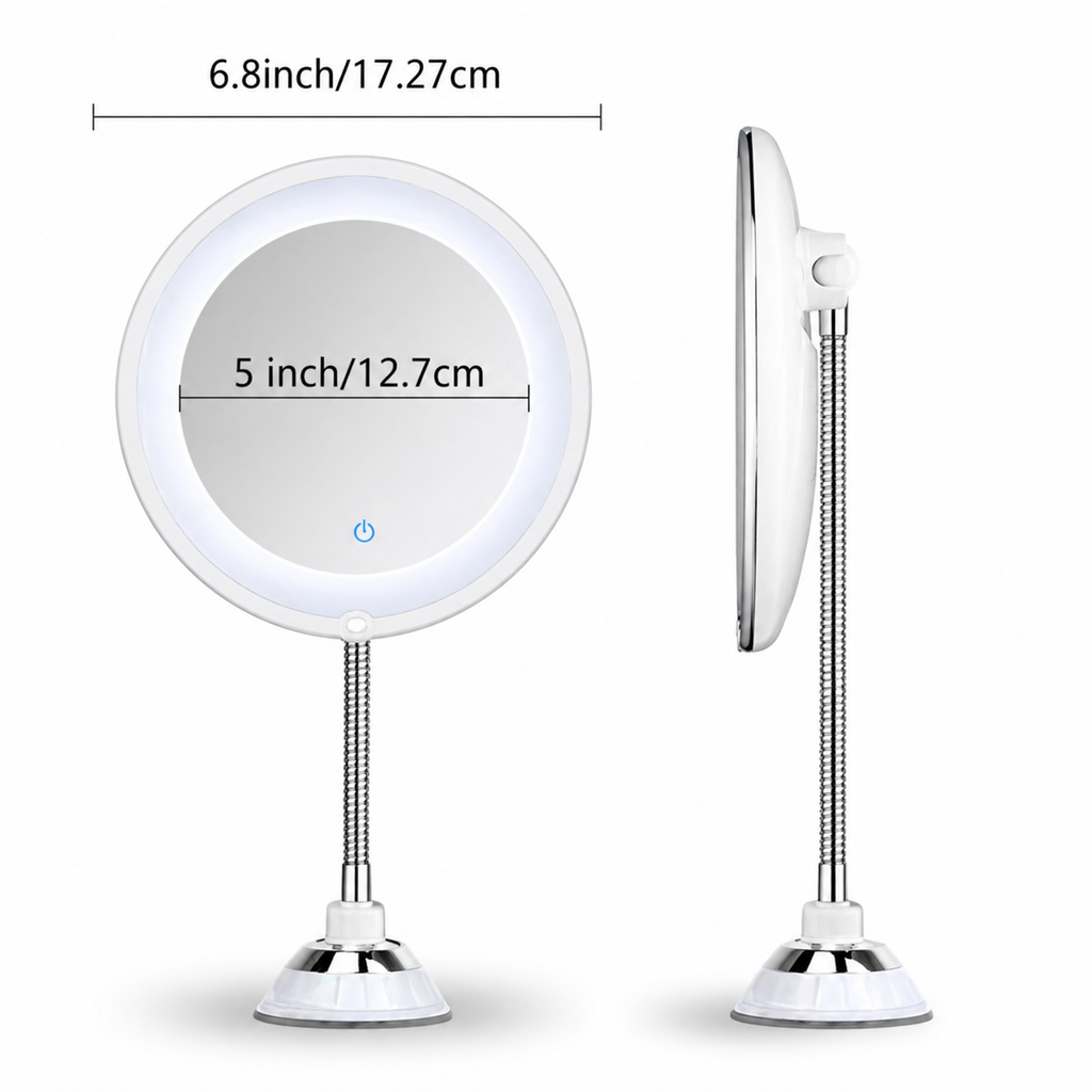 LED Magnifying Mirror with Flexible Arm — 10× Close View