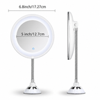 LED Magnifying Mirror with Flexible Arm — 10× Close View