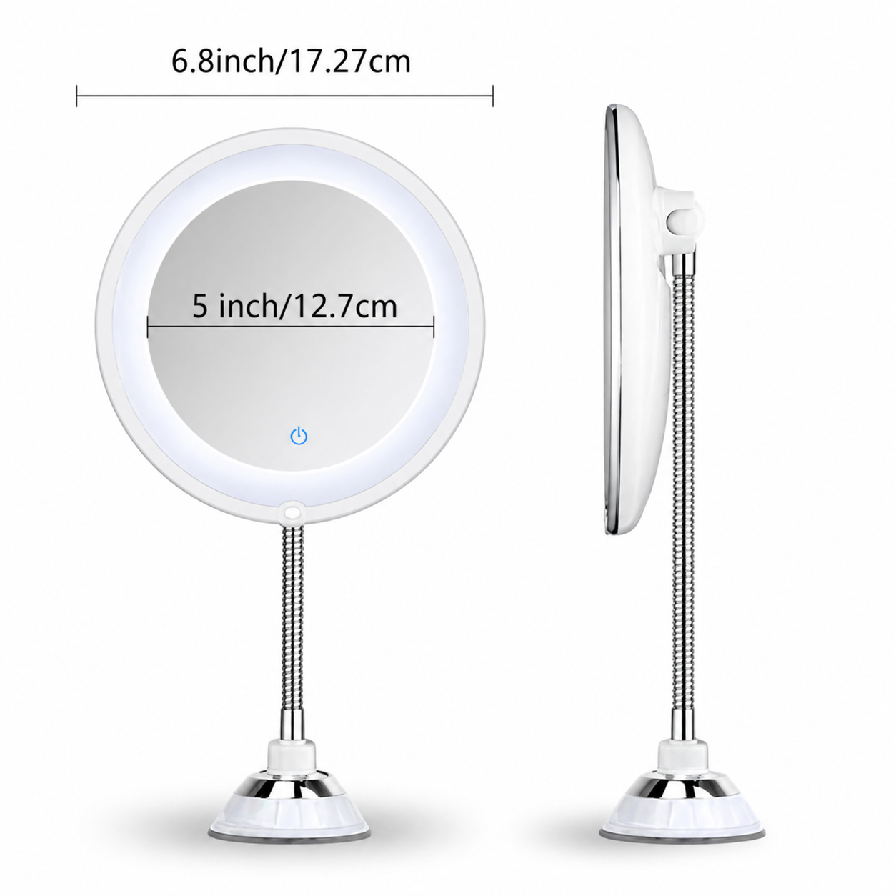 LED Magnifying Mirror with Flexible Arm — 10× Close View