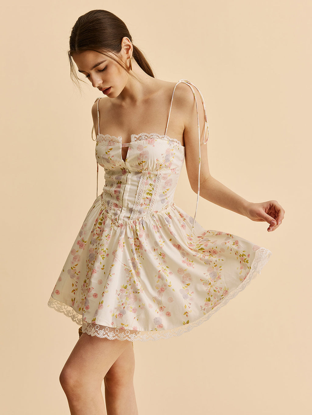 Women’s Cold Shoulder Straight Neck Mini Dress with Adjustable Straps