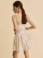 Women’s Cold Shoulder Straight Neck Mini Dress with Adjustable Straps