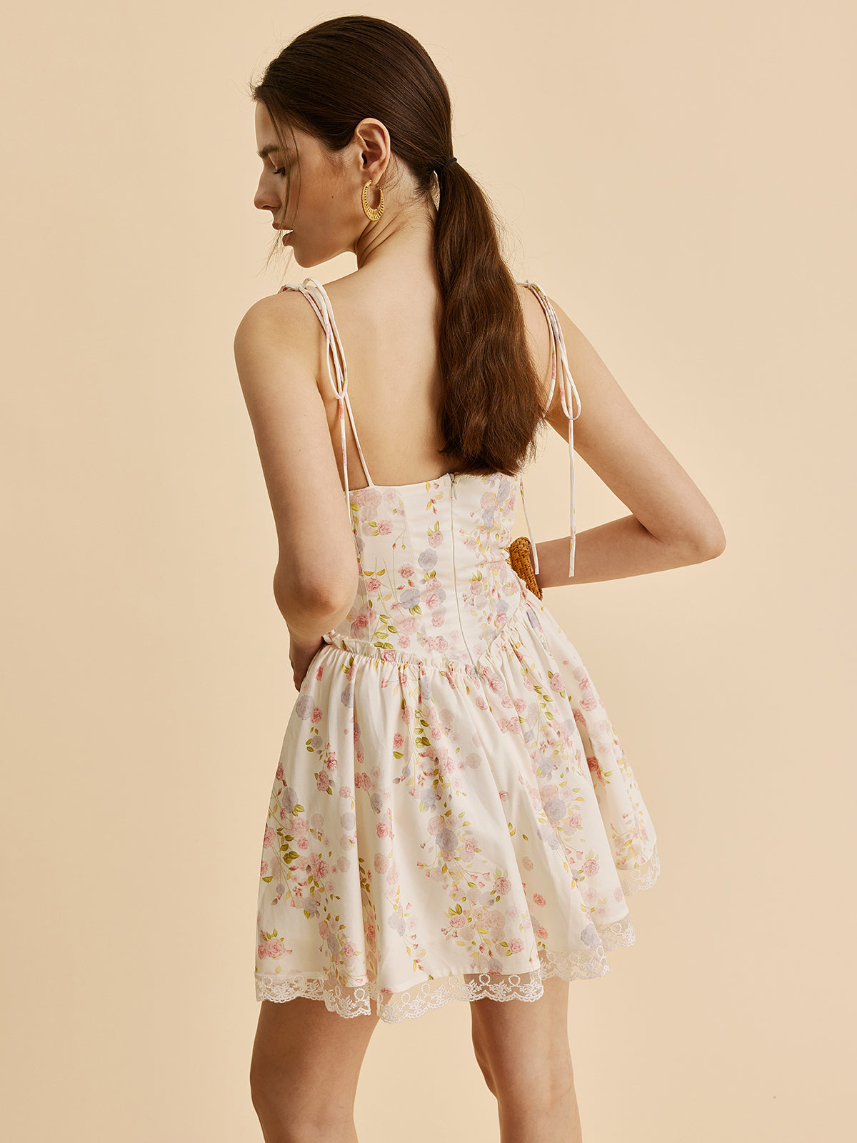 Women’s Cold Shoulder Straight Neck Mini Dress with Adjustable Straps