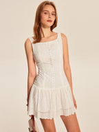 Women’s Embroidered Backless V-Neck Sleeveless Mini Dress