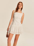 Women’s Embroidered Backless V-Neck Sleeveless Mini Dress