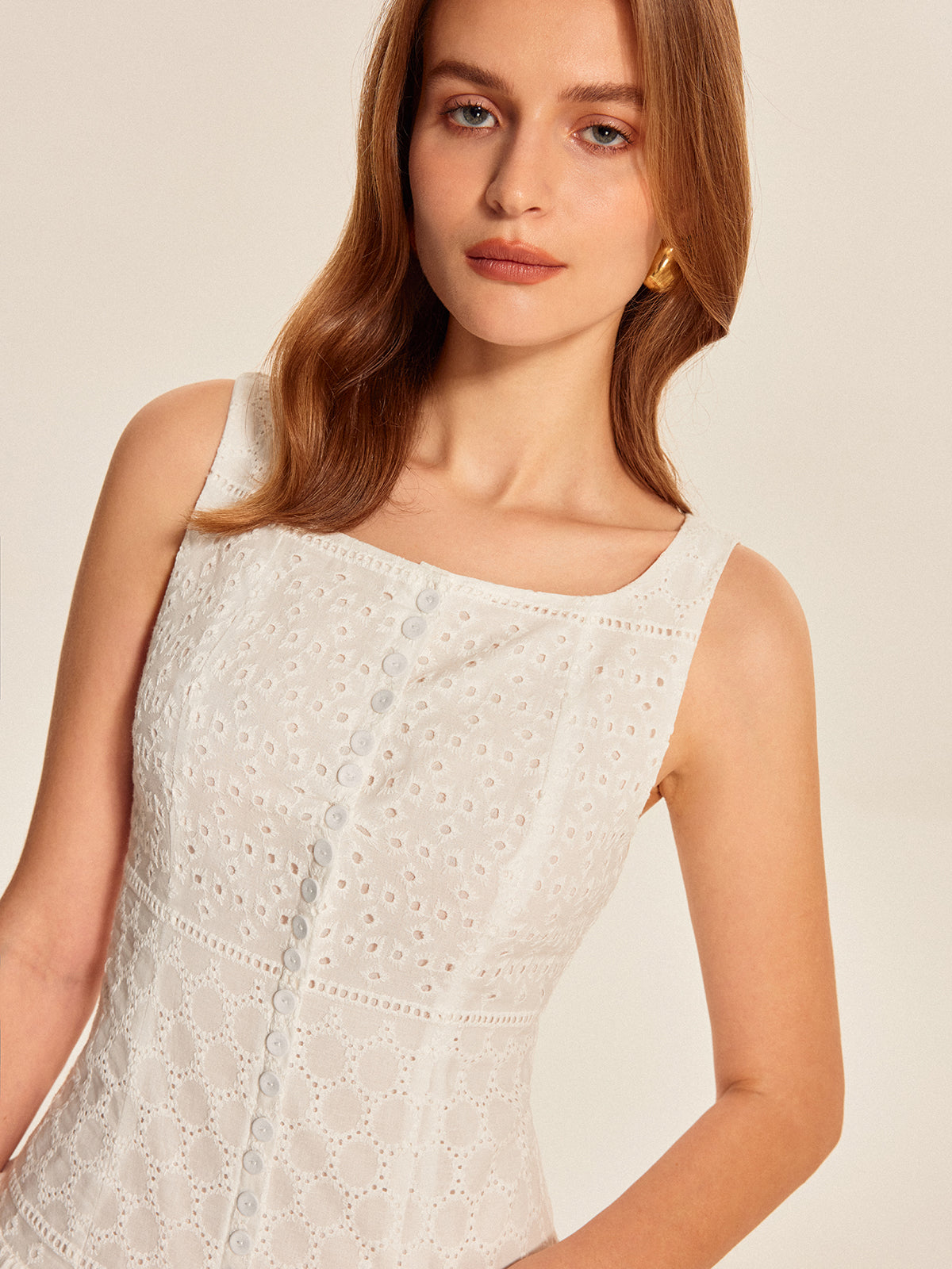 Women’s Embroidered Backless V-Neck Sleeveless Mini Dress