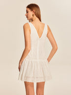 Women’s Embroidered Backless V-Neck Sleeveless Mini Dress