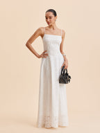 Women’s Burnout Floral Chiffon Maxi Dress with Adjustable Straps