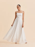 Women’s Burnout Floral Chiffon Maxi Dress with Adjustable Straps