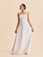 Women’s Burnout Floral Chiffon Maxi Dress with Adjustable Straps