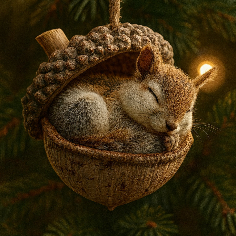 Woodland Acorn Animal Christmas Ornament — Single Piece