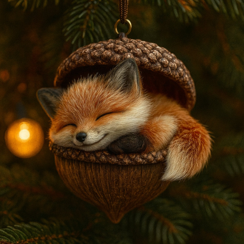 Woodland Acorn Animal Christmas Ornament — Single Piece