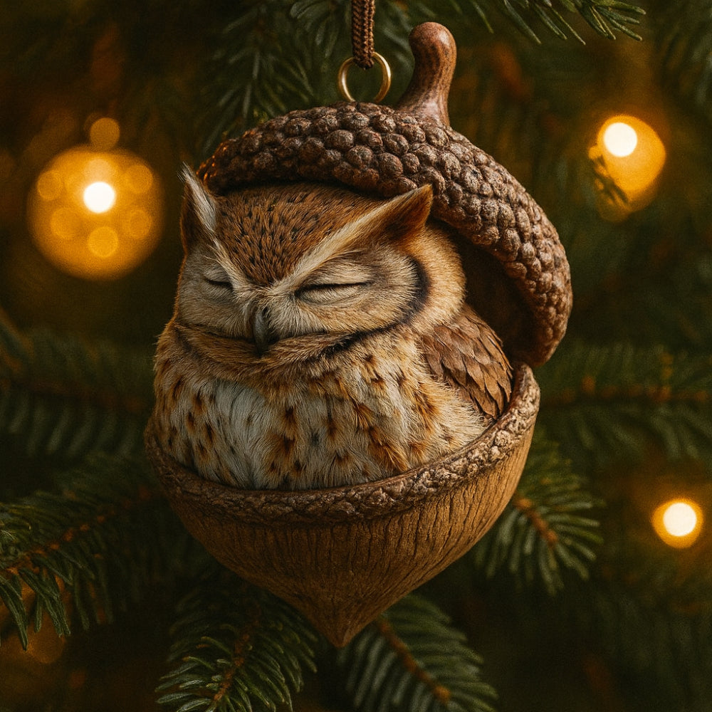 Woodland Acorn Animal Christmas Ornament — Single Piece