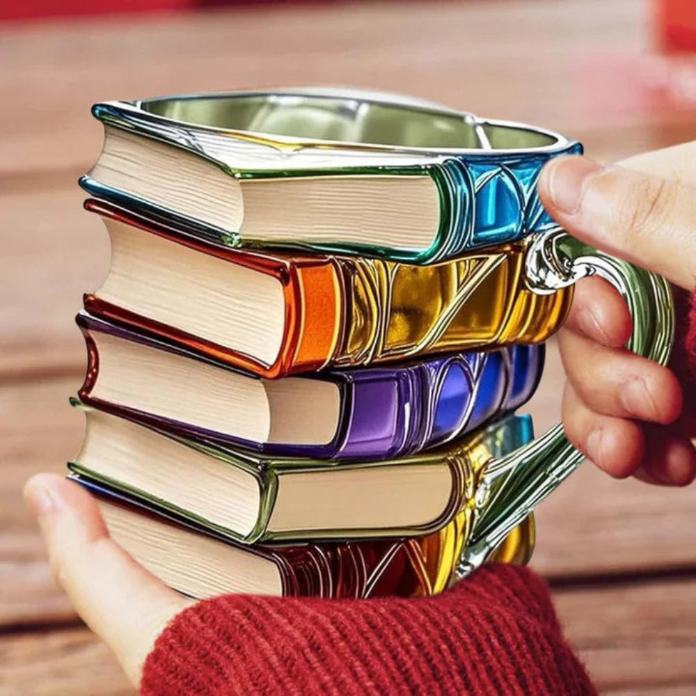 3D Book Spine Glass Mug — Literary Style Drinkware