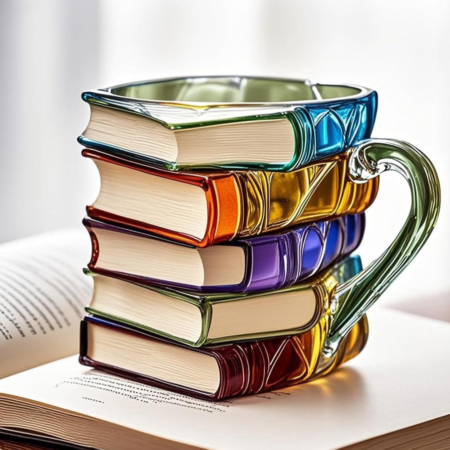 3D Book Spine Glass Mug — Literary Style Drinkware