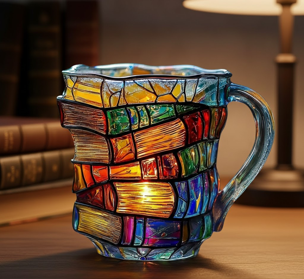 3D Book Spine Glass Mug — Literary Style Drinkware