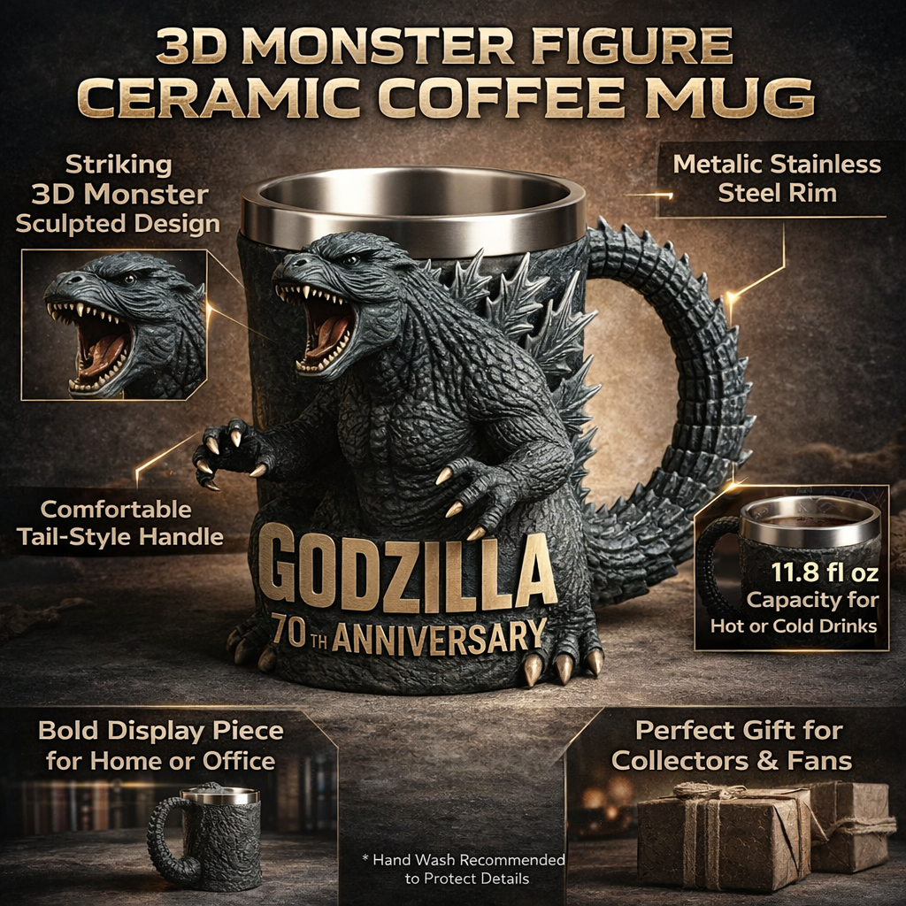 3D Monster Ceramic Coffee Mug — Sculpted Novelty