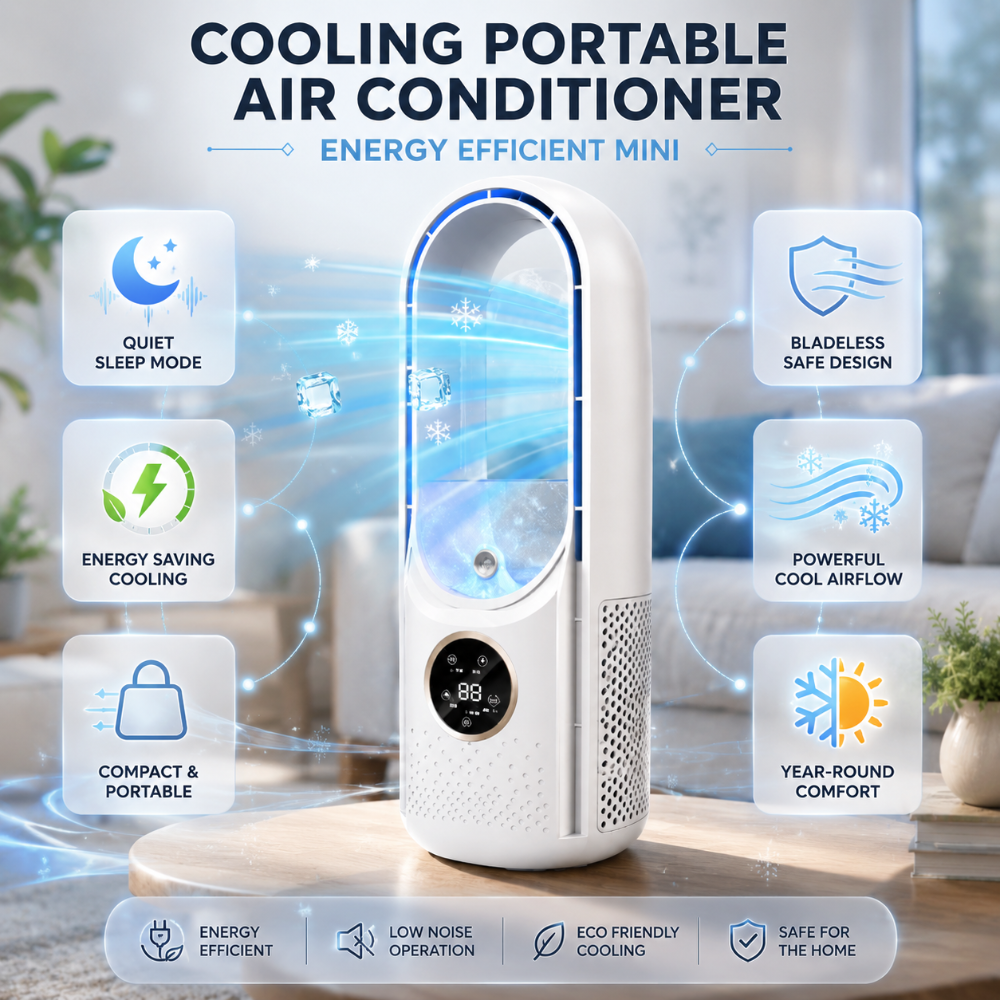 Portable Bladeless Air Cooler — Compact Personal Fan