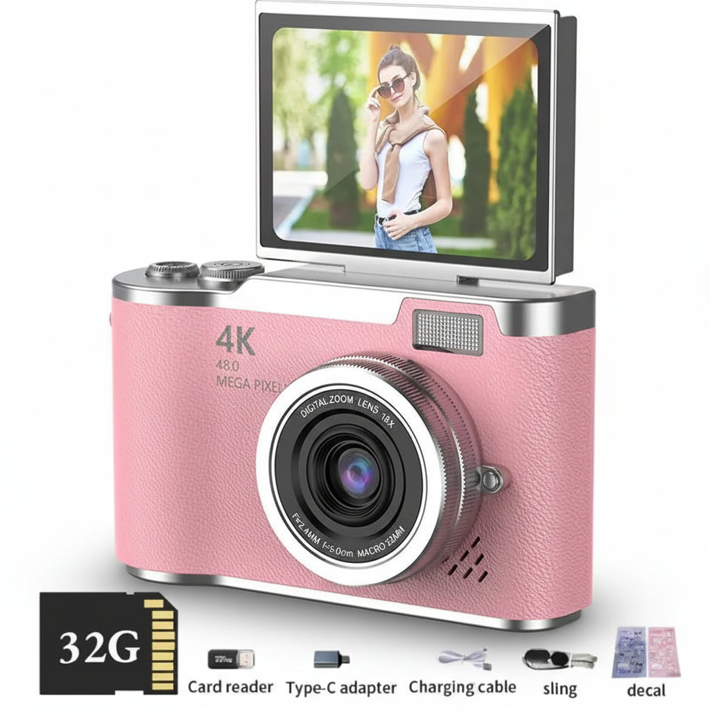 4K Compact Camera with Flip Screen and 48MP Sensor