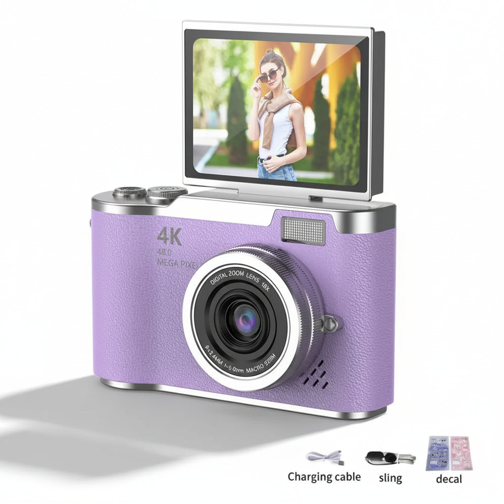4K Compact Camera with Flip Screen and 48MP Sensor