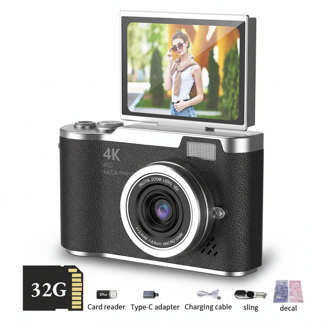 4K Compact Camera with Flip Screen and 48MP Sensor
