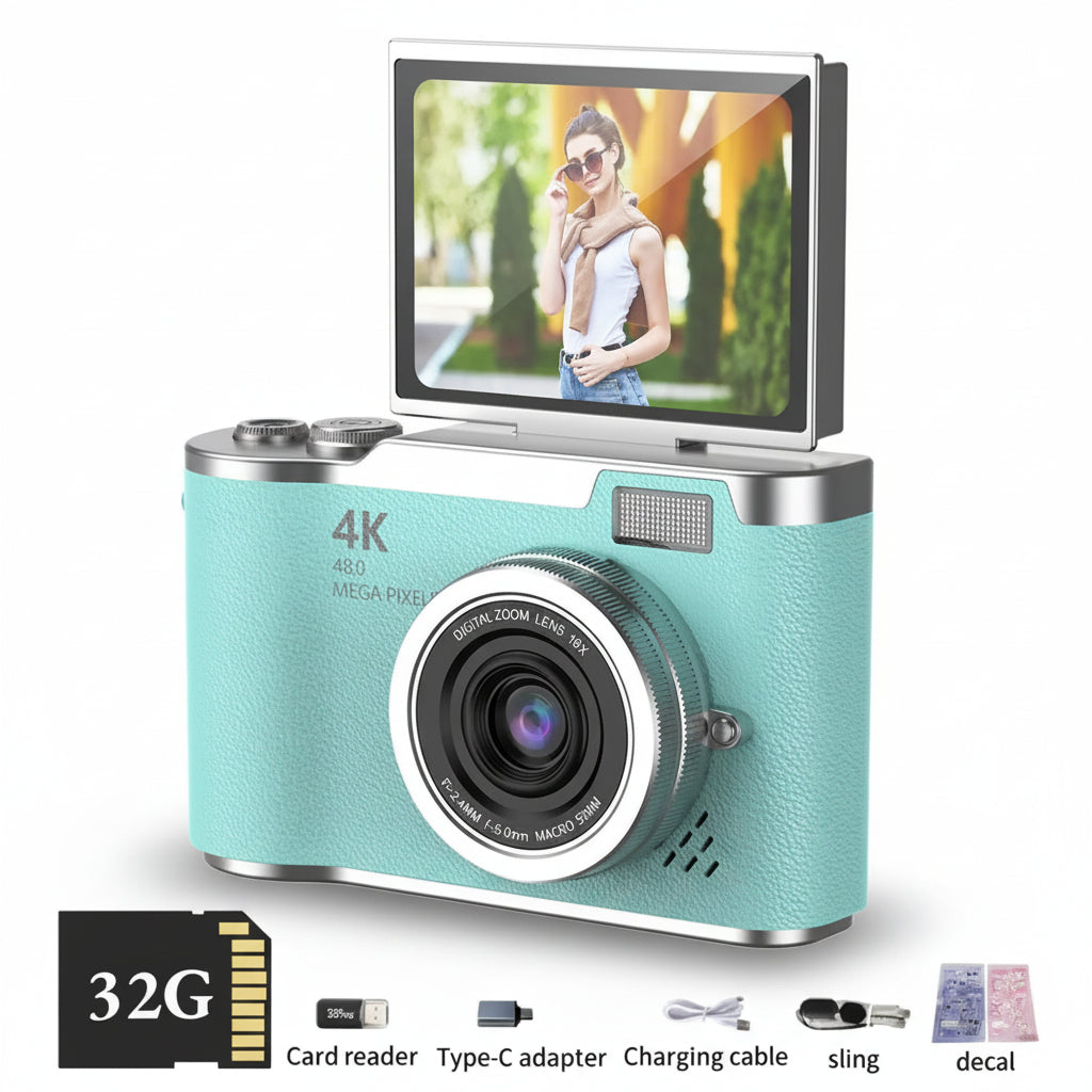 4K Compact Camera with Flip Screen and 48MP Sensor