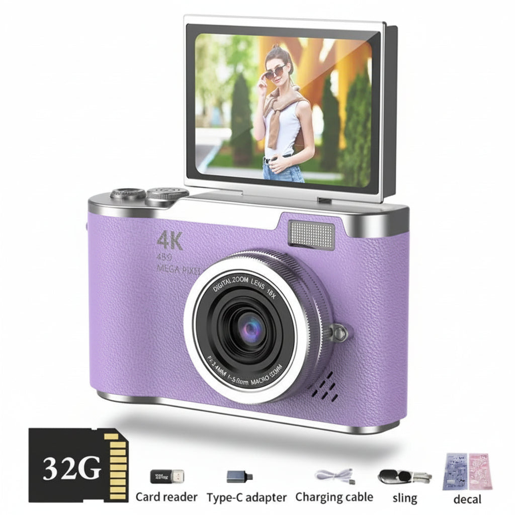 4K Compact Camera with Flip Screen and 48MP Sensor