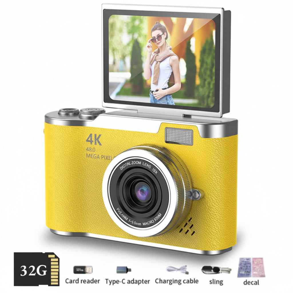 4K Compact Camera with Flip Screen and 48MP Sensor