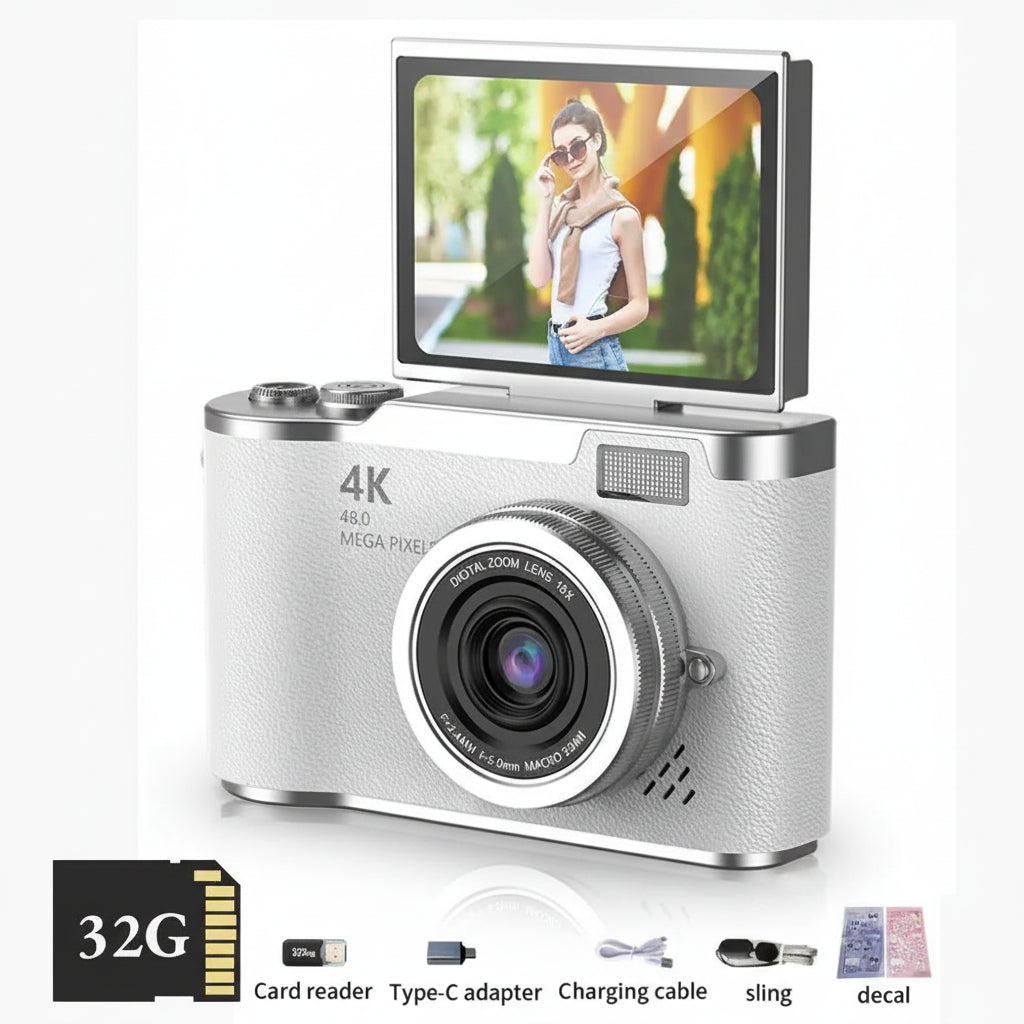 4K Compact Camera with Flip Screen and 48MP Sensor