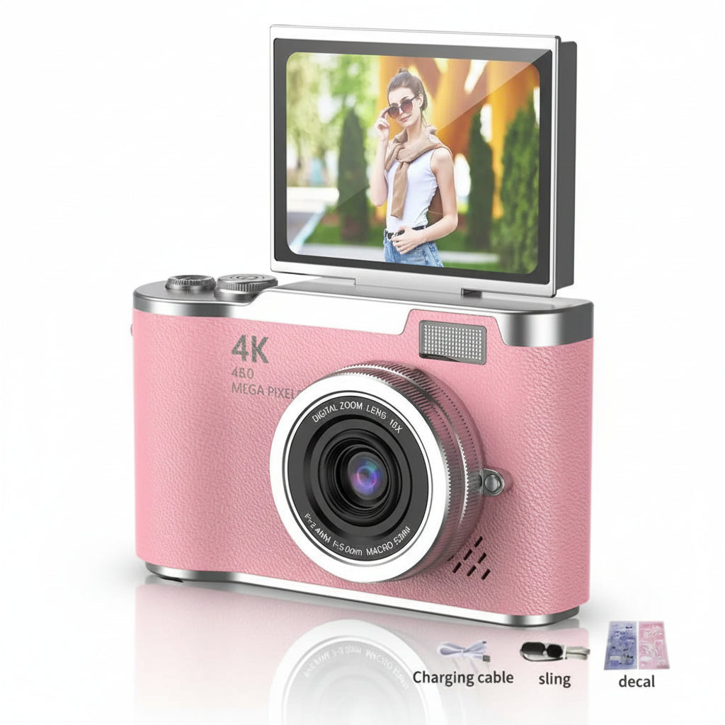 4K Compact Camera with Flip Screen and 48MP Sensor