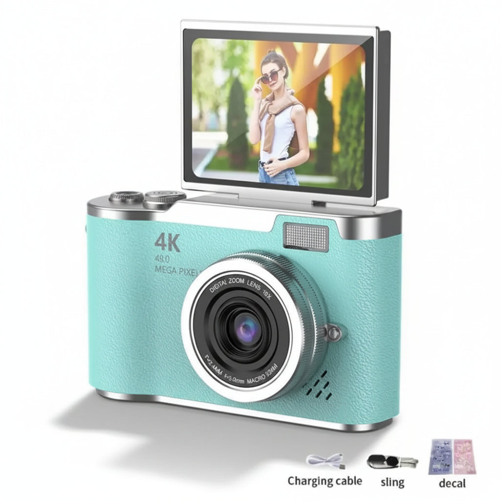 4K Compact Camera with Flip Screen and 48MP Sensor