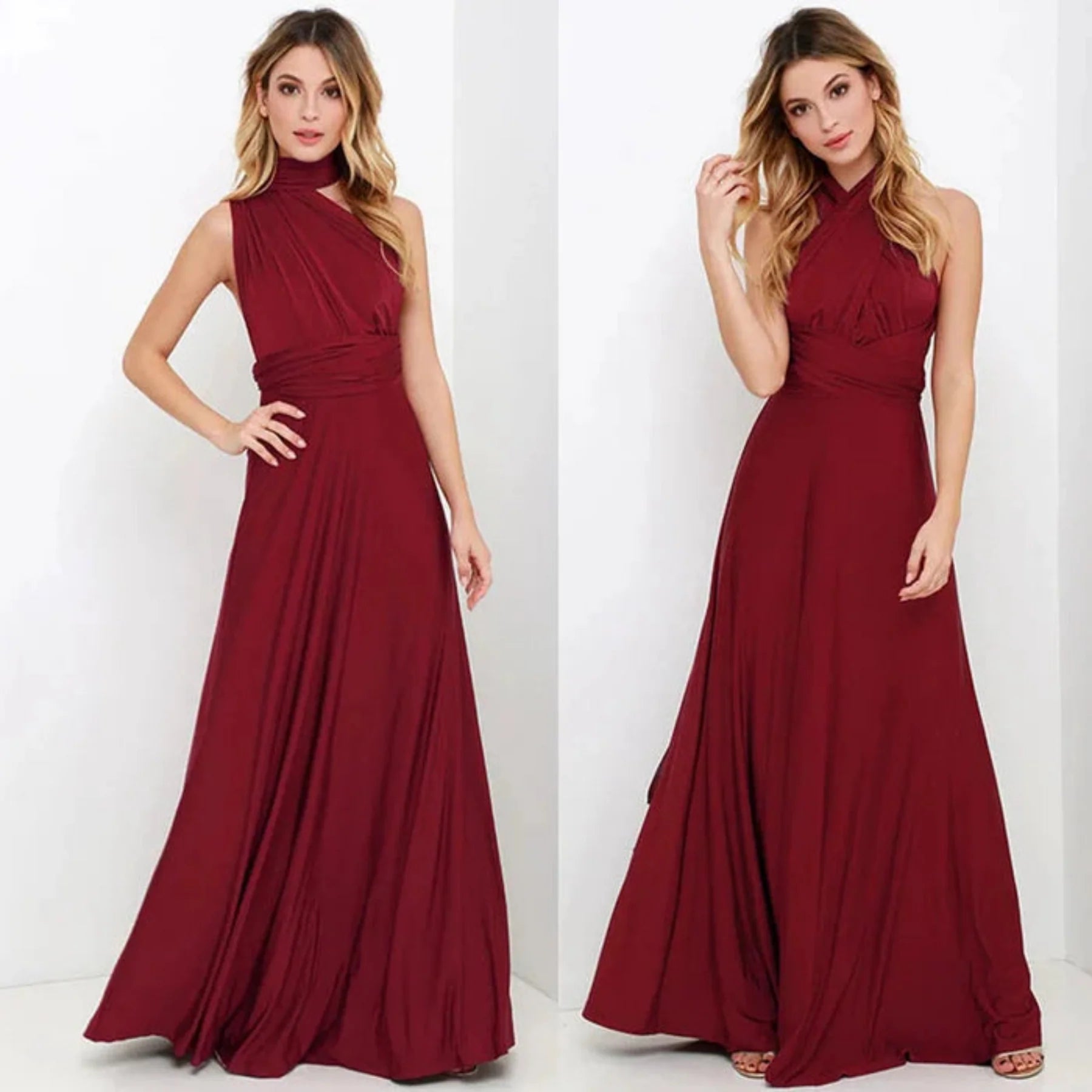 Women’s Adjustable Backless Maxi Dress – Lightweight Elegant Long Dress for Wedding, Dinner & Vacation