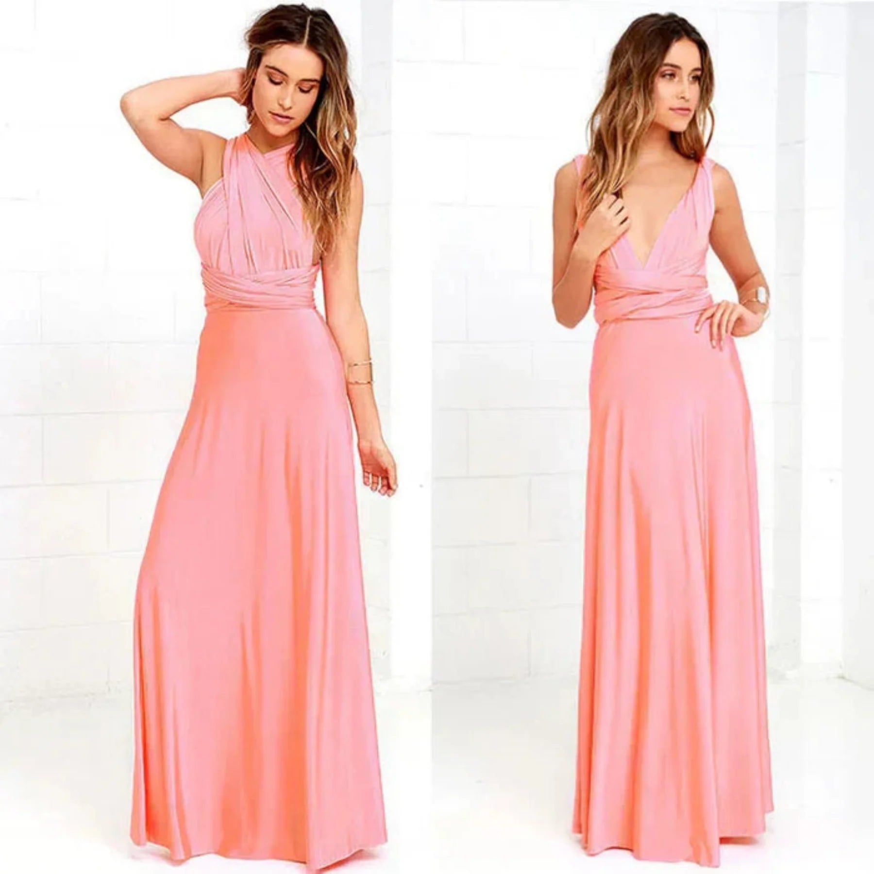 Women’s Adjustable Backless Maxi Dress – Lightweight Elegant Long Dress for Wedding, Dinner & Vacation