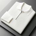 Men’s Quarter-Zip Ribbed Knit Sweater – Soft Cotton Blend Smart Casual Long Sleeve Pullover, Minimalist Everyday Essential