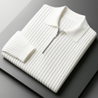 Men’s Quarter-Zip Ribbed Knit Sweater – Soft Cotton Blend Smart Casual Long Sleeve Pullover, Minimalist Everyday Essential