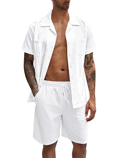 Ethan | Casual Cotton Men's Shorts Set - Two Piece Shorts And Shirt Set 0