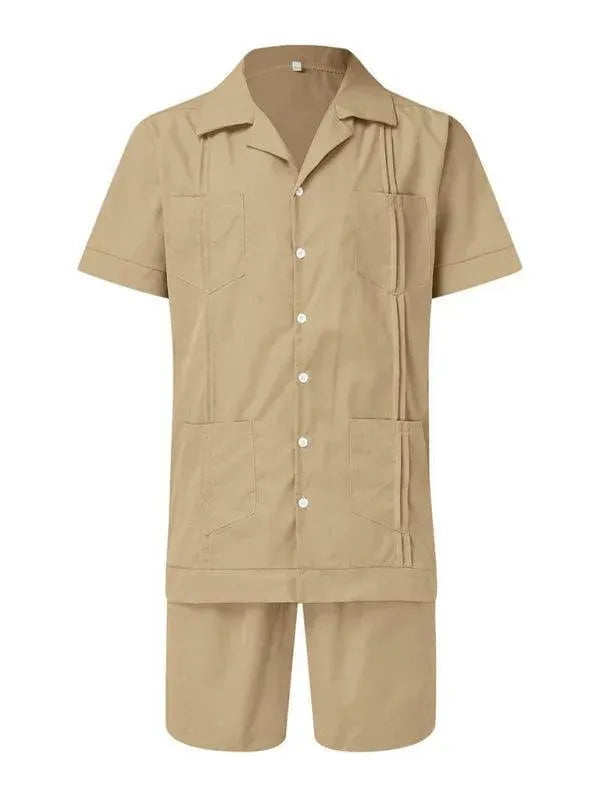 Ethan | Casual Cotton Men's Shorts Set - Two Piece Shorts And Shirt Set 7