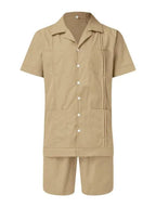 Ethan | Casual Cotton Men's Shorts Set - Two Piece Shorts And Shirt Set 7
