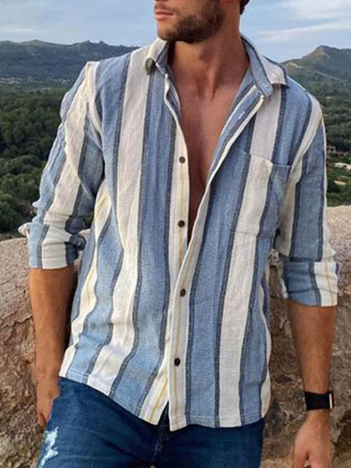 Ethan | Lightweight Striped Cotton Linen Men's Shirt 0
