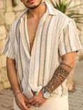 Ethan | Lightweight Striped Men's Dress Shirt, Casual Comfort, Cotton Linen 0