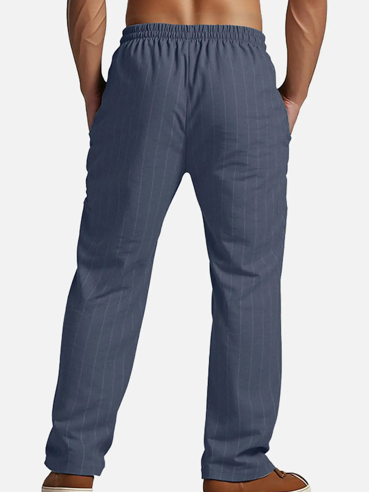 Ethan | Relaxed Pinstripe Linen Blend Pants 7