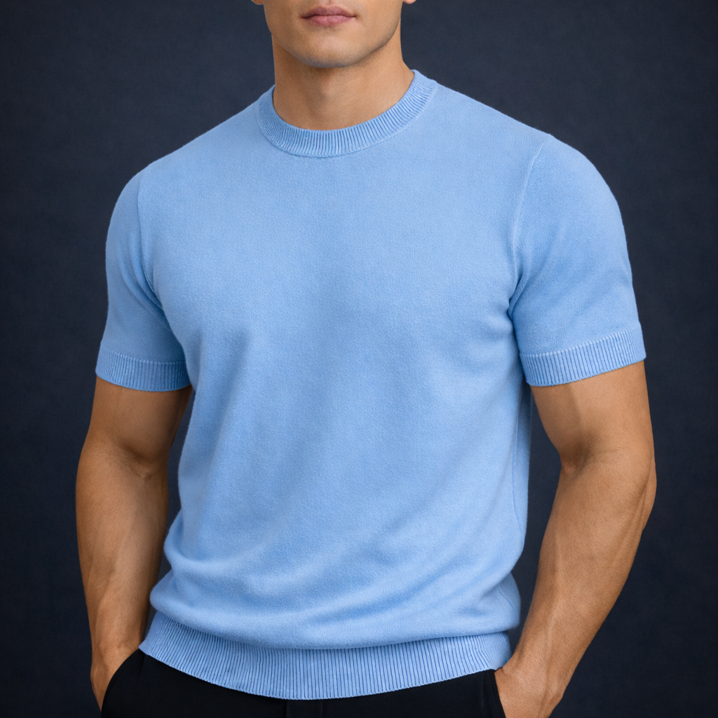 Men's Soft Lightweight Cashmere Merino Wool T-Shirt – Breathable Luxury Knit Everyday Top
