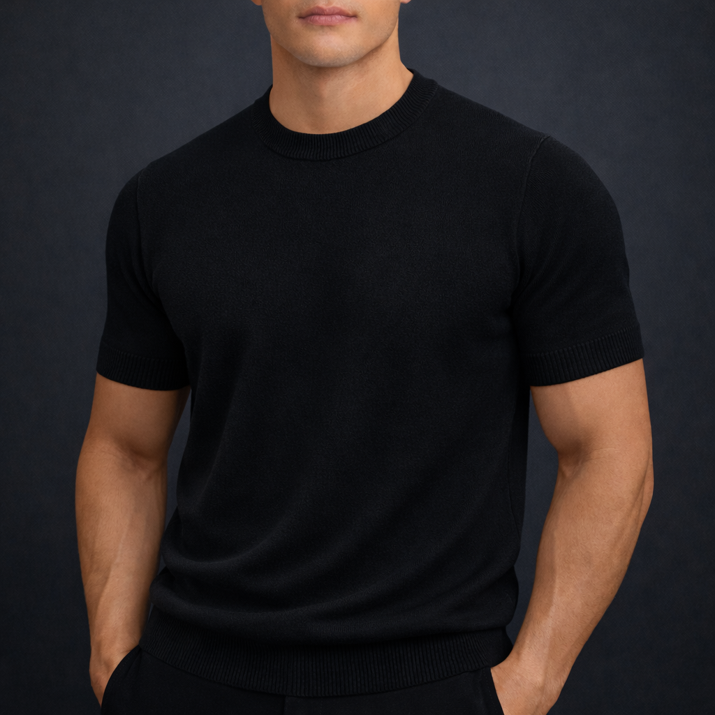 Men's Soft Lightweight Cashmere Merino Wool T-Shirt – Breathable Luxury Knit Everyday Top