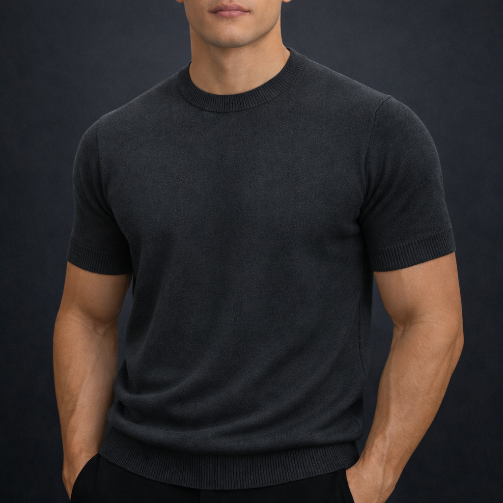 Men's Soft Lightweight Cashmere Merino Wool T-Shirt – Breathable Luxury Knit Everyday Top