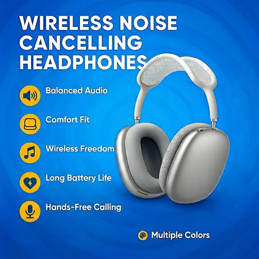 Wireless Over‑Ear Bluetooth Headphones — Comfortable Sound