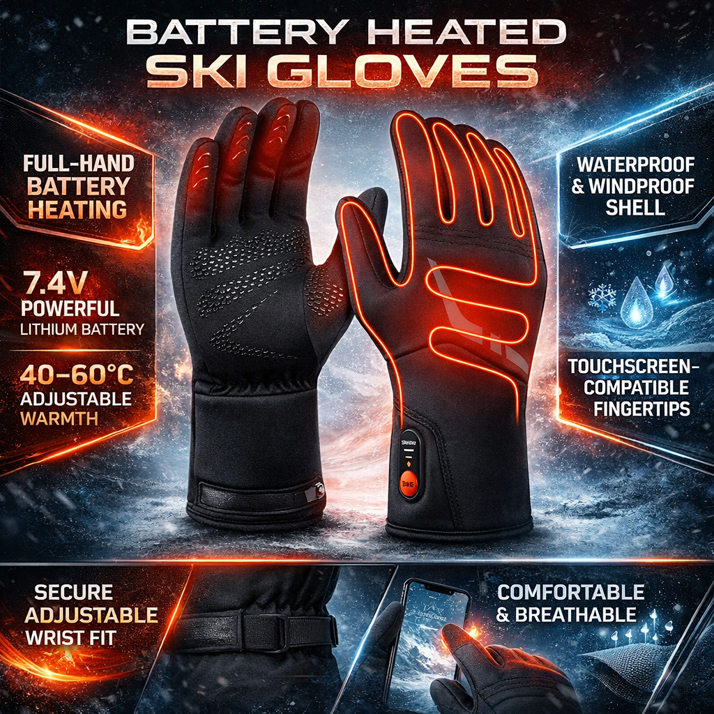 Battery Heated Winter Gloves — Waterproof, Touchscreen